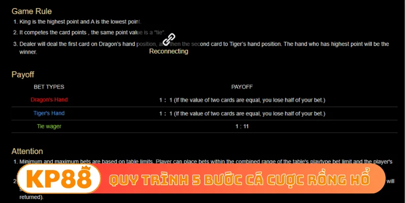 Quy trình 5 bước cá cược Rồng Hổ